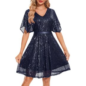 Wedtrend Women's Sparkly Sequin Dress Bat Sleeves Cocktail Dress Glitter Club Dress in Kuwait