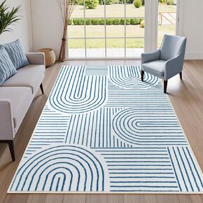 Lahome Abstract Washable 8x10 Rug, Non-Slip Soft Bedroom Rugs Stain Resistant, Ultra-Thin 8x10 Rugs for Living Room Easy Clean Rainbow Green Rug Accent Carpet for Dining Room Office(8x10ft,Green)