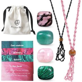 7 Chakra Healing Crystal Necklace Set - Boho Handmade Cord Cage and Hippie Energy Pendant Holder Real Crystal and Healing Stone Jewelry Spiritual Gift for Women Teen in Saudi Arabia