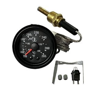 2" 52mm Mechanical Water Temperature Temp Gauge 110-265℉, with Sensor NPT 1/2, 1.8m Wire Length 12V