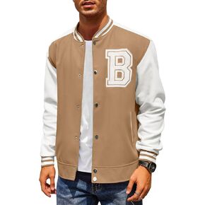 COOFANDY Men's Varsity Jacket Wool Blend Letterman Bomber Jacket Baseball Lightweight Jacket