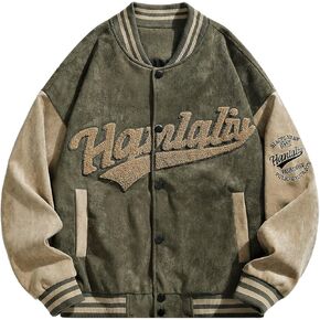 SOLY HUX Men's Varsity Jacket Vintage Graphic Baseball Bomber Jacket Casual Outerwear Coats Streetwear