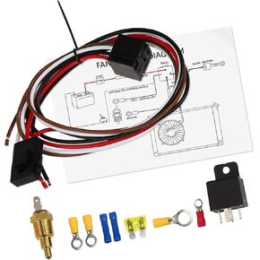 Electric Fan Relay Kit W/ 185'F On-175'F Off Thread-in Probe 40A Radiator Electric Cooling Fan Wiring Install Kit Automotive Fan Wiring Kit Controller 1 Set Item Replacement