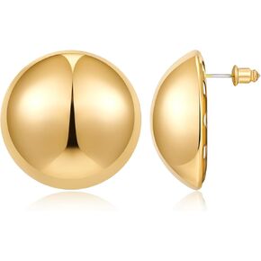 Gold Button Stud Earrings for Women Brushed Discs Stud Earrings Polished Ball Earrings for Women Vintage Jewelry