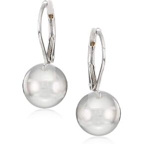 Amazon Essentials Sterling Silver Ball Lever Back Earrings, (previously Amazon Collection)