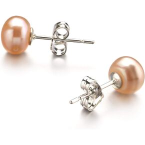 6-7mm AAA Quality Freshwater 14K Yellow Gold Cultured Pearl Earring Pair For Women