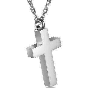 Cremation Cross Necklace for Ashes, Blank Cross Urns Locket Pendant Ashes Holder Stainless Steel Memorial Jewelry