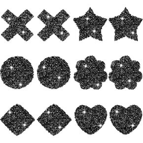 Bencailor 6 Pairs Rhinestone Pasties Reusable Breast Covers Sticky Waterproof Breast Stickers for Women