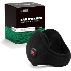 Aroma Season Heated Ear Muffs for Winter, 1000 mAh Rechargable Fleece Ear Warmers, Ear Covers for Cold Weather, Warm Gifts for Women Men Kids
