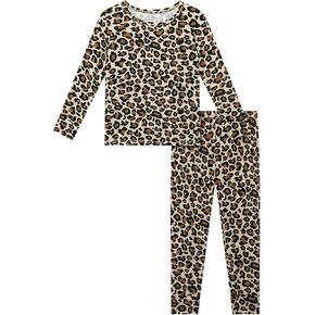 Toddler Boys and Girls Bamboo Viscose Pajamas Set Snug Fit Long Sleeve Top and Pants PJs
