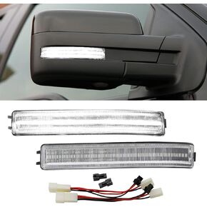 Side Mirror Turn Signal Lights LED Assembly Compatible with F150 2009-2014/for Mark LT 2010-2014,Blink Turn Marker Lamp (Clear Len White Light)
