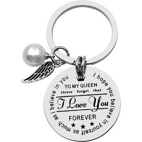 To My Queen Keychain Couple Gifts for Her Women Birthday Keyring Gifts for Wife Girlfriend Lover Wedding Jewelry Anniversary Valentines Day Gifts Presents
