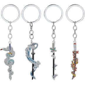 Anime Slayer Keychain Pin Set - Cartoon Figures 9 Hashiras Mini Katana Sword Key Chains Enamel Pin Jewelry Men Women