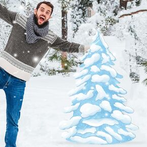 4 Feet Winter Snowy Tree Cardboard Cutout Stand up Winter Wonderland Decorations Large Christmas Tree Photo Props Frozen Party Back Drops for Winter Xmas Party Home Outdoor Decor