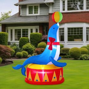 5 ft Inflatable Lion for Circus Carnival Party Christmas Outdoor Decorations, LED Carnival Birthday Party Blow up Animal for Outdoor Indoor Pool Yard Party Decorations