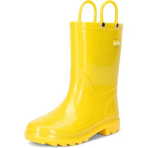 DREAM PAIRS Kids Rain Boots Glitter Boys Girls with Easy-on Handles Sparkly Waterproof Boots Outdoor Playing Rain Boots Unisex-Child