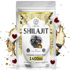 1400 MG Shilajit Gummies, Shilajit Pure Himalayan Organic Gummies with Ashwagandha, Himalayan shilajit for Men, 85+ Trace Minerals & Fulvic Acid, Individually Wrapped, Sugar-Free, 60 Gummies