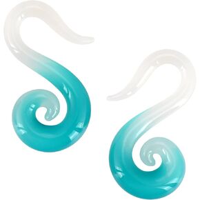 Oyaface 2 PCS Seahorse Shaped Glass Ear Tapers Plugs 8G-2G Handmade Hanger Gauges Piercing Jewelry Set in Kuwait