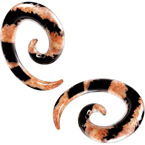 2PCS Acrylic Flesh Cheetah Patterns Spiral Taper Earring Ear Gauges Stretcher Piercing Jewelry Choose Sizes