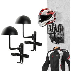 Metal Helmet Holder Wall Mounted Motorcycle Helmet Holder, 180° Motorcycle Helmet Rack Helmet Hanger -2 Pack(2.6 inch)