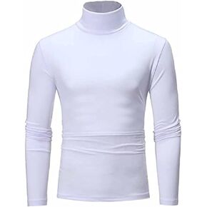 Men's Turtleneck Top Slim Fit Solid Base Sweater Casual Long Sleeve Underwear Tops Male Cozy Breathable Blouse T-Shirt Black