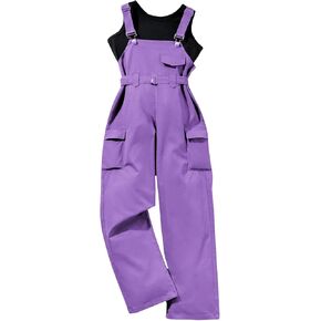 WDIRARA Girl's Two Piece Denim Overalls Clothing Set Round Neck Sleeveless Workwear with Pockets