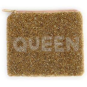 TWINE AND LOVE QUEEN Coin Purse Pouch, Small Purse Pouch, Beaded Coin Purse, Cute Coin Purse, Gold Beaded Purse, Best Friend Gift, Mothers Day Gifts, Boho bags, Wallets For Her, TL-CP193
