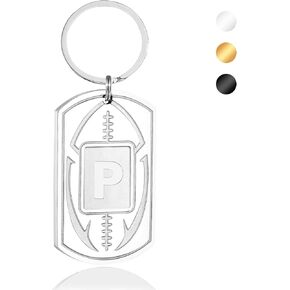 Initial Keychain Gifts for Men,Football Letter Dog Tag Mens Keychain,Mens Accessories Christmas Gifts