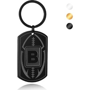 Initial Keychain Gifts for Men,Football Letter Dog Tag Mens Keychain,Mens Accessories Christmas Gifts