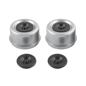 2PCS 2.44" Trailer Hub Bearing Dust Cap with Extra 2 Rubber Plugs, Trailer Axle Wheel Bearing and Hub Dust Caps for Most 5200 to 6000 Pound Axles Dexter Trailer Axle Bearing Dust Cap Cup Grease Cover