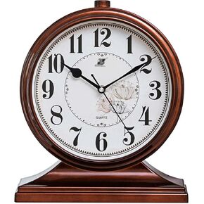 rnuie Desk Clock for Table Decor, Retro Mantel Clock Battery Operated for Fireplace Mantel, Living Room, Bedroom, Office, Desktop Decoration(Black)