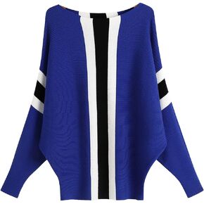 Ckikiou Womens Lightweight Oversized Boat Neck Sweaters Tops Dolman Batwing Sleeve Ribbed Knitted Pullovers