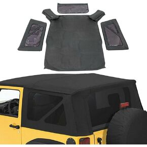 استبدال لـ 2010-2018 Wrangler 2-Door استبدال الجزء العلوي الناعم والنوافذ الخلفية الملونة
