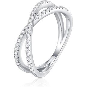 SMILEST Moissanite Criss Cross Wedding Band for Women, 1.5mm D Color VVS1 Clarity Moissanite Stackable Rings 18K Rose Gold/Yellow Gold/White Gold Vermeil Moissanite X Wedding Band Promise Rings in Kuwait