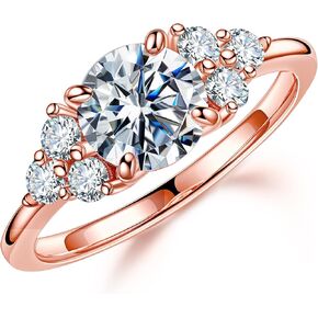 MOOSEA 1.2ct Moissanite Engagement Ring for Women, Brilliant D Color VVS1 Clarity Lab Created Moissanite Wedding Rings 14K White Yellow Rose Gold Vermeil Moissanite Anniversary Ring for Her