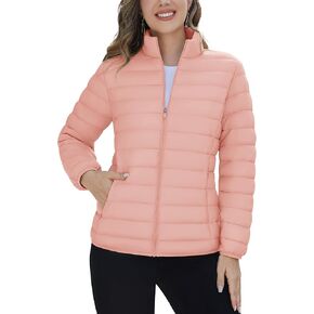TACVASEN Womens Puffer Jacket Quilted Lightweight Stand Collar Zip Up Alternative Down Coat Warm Winter with 4 Pockets