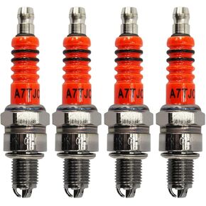 PRO BAT Scooter GY6 50cc 150cc Spark Plug 2 Packed High Performance 3 Electrode A7TC A7TJC Spark Plug for GY6 50-125cc Moped Scooter ATV Quads, Orange