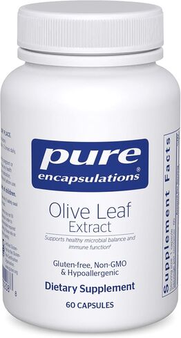 Pure Encapsulations Olive Leaf Extract | Hypoallergenic Supplement Supports Immune System and Healthy Intestinal Environment | 60 Capsules in Kuwait