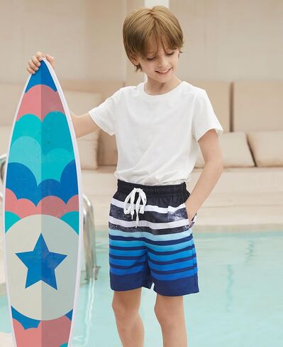 Boys Swim Trunks with Compression Liner Casual Bathing Suit for Kids Swim Shorts 6-18 Years in Saudi Arabia