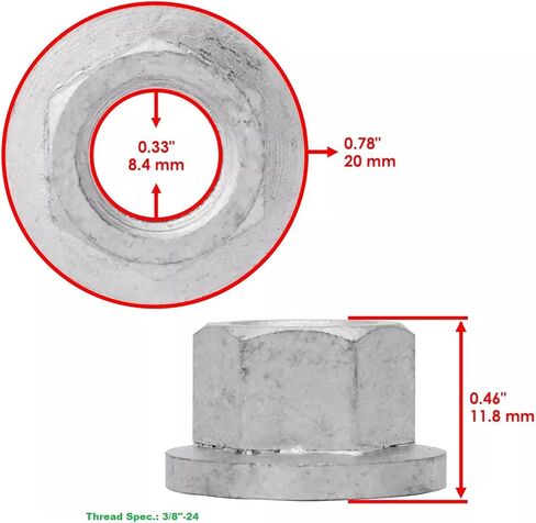 16 قطعة 3/8-24 ATV UTV صواميل العروة 7547237 بديلة لـ 1992-2024 Polaris Sportman 300 400 450 500 570 600 700 800 ACE Trail Blazer Boss 330 Magnum Scrambler RZR 570 800 أمامي أو خلفي in Kuwait