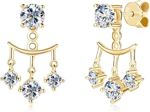 AINUOSHI Moissanite Stud Earrings with Triple Stones Dangle Drop Ear Jacket Earrings for Women 925 Sterling Silver Two Wear Style Standalone Stud Earrings and Dangle Charm Ear Jacket Combined Sets in Saudi Arabia