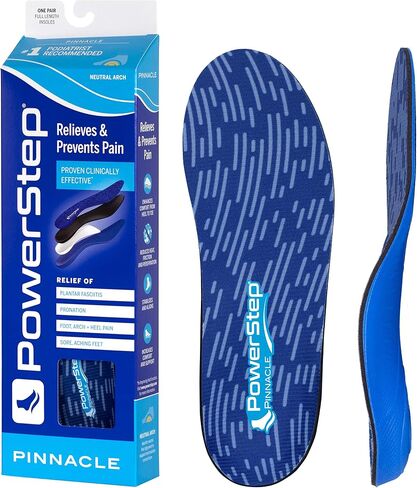PowerStep Pinnacle Insoles - Orthotics for Plantar Fasciitis Relief - Full Length Orthotic Insoles for Arch Support with Moderate Pronation - #1 Podiatrist Recommended (M 10-10.5 W 12) in Saudi Arabia