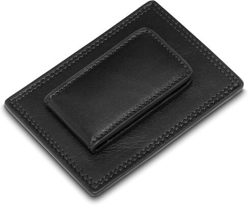 Bosca Dolce مشبك نقود من الجلد الإيطالي ومحفظة جيب أمامية للرجال - محفظة بمشبك مغناطيسي مخيطة يدويًا، لمسة نهائية فاخرة من إيطاليا Dolce باللون البني الداكن غير اللامع in Kuwait