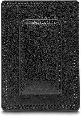 Bosca Dolce مشبك نقود من الجلد الإيطالي ومحفظة جيب أمامية للرجال - محفظة بمشبك مغناطيسي مخيطة يدويًا، لمسة نهائية فاخرة من إيطاليا Dolce باللون البني الداكن غير اللامع in Kuwait