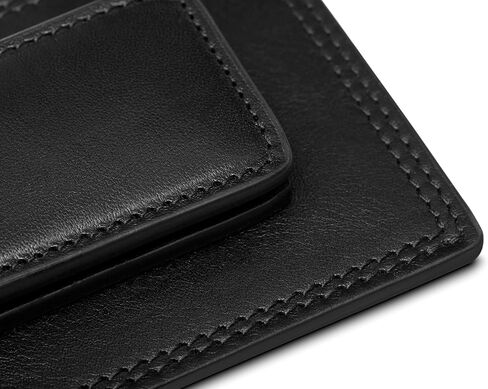 Bosca Dolce مشبك نقود من الجلد الإيطالي ومحفظة جيب أمامية للرجال - محفظة بمشبك مغناطيسي مخيطة يدويًا، لمسة نهائية فاخرة من إيطاليا Dolce باللون البني الداكن غير اللامع in Kuwait