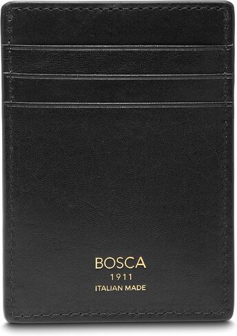 Bosca Dolce مشبك نقود من الجلد الإيطالي ومحفظة جيب أمامية للرجال - محفظة بمشبك مغناطيسي مخيطة يدويًا، لمسة نهائية فاخرة من إيطاليا Dolce باللون البني الداكن غير اللامع in Kuwait