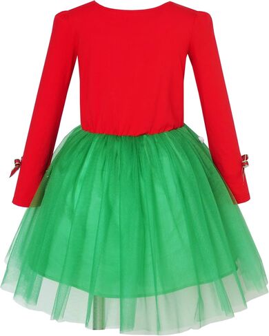 Sunny Fashion Girls Dress Reindeer Headband Santa Christmas Long Sleeve Party Dress in Saudi Arabia