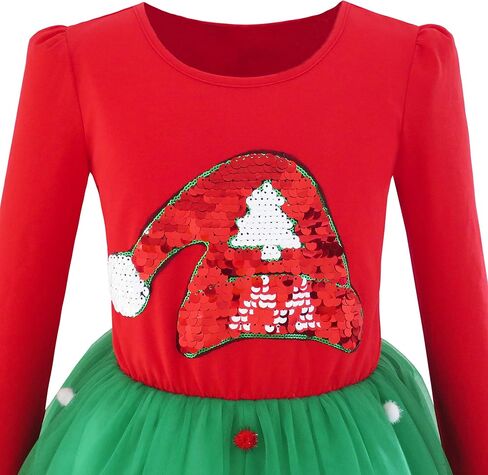 Sunny Fashion Girls Dress Reindeer Headband Santa Christmas Long Sleeve Party Dress in Saudi Arabia