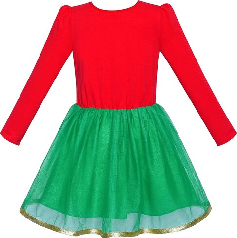 Sunny Fashion Girls Dress Reindeer Headband Santa Christmas Long Sleeve Party Dress in Kuwait