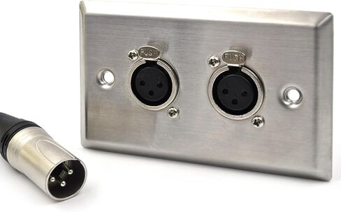(2 Pack) Stainless Steel Dual XLR Wall Plate, Audio Speakers with 2 XLR Male Connectors, Silver in Kuwait